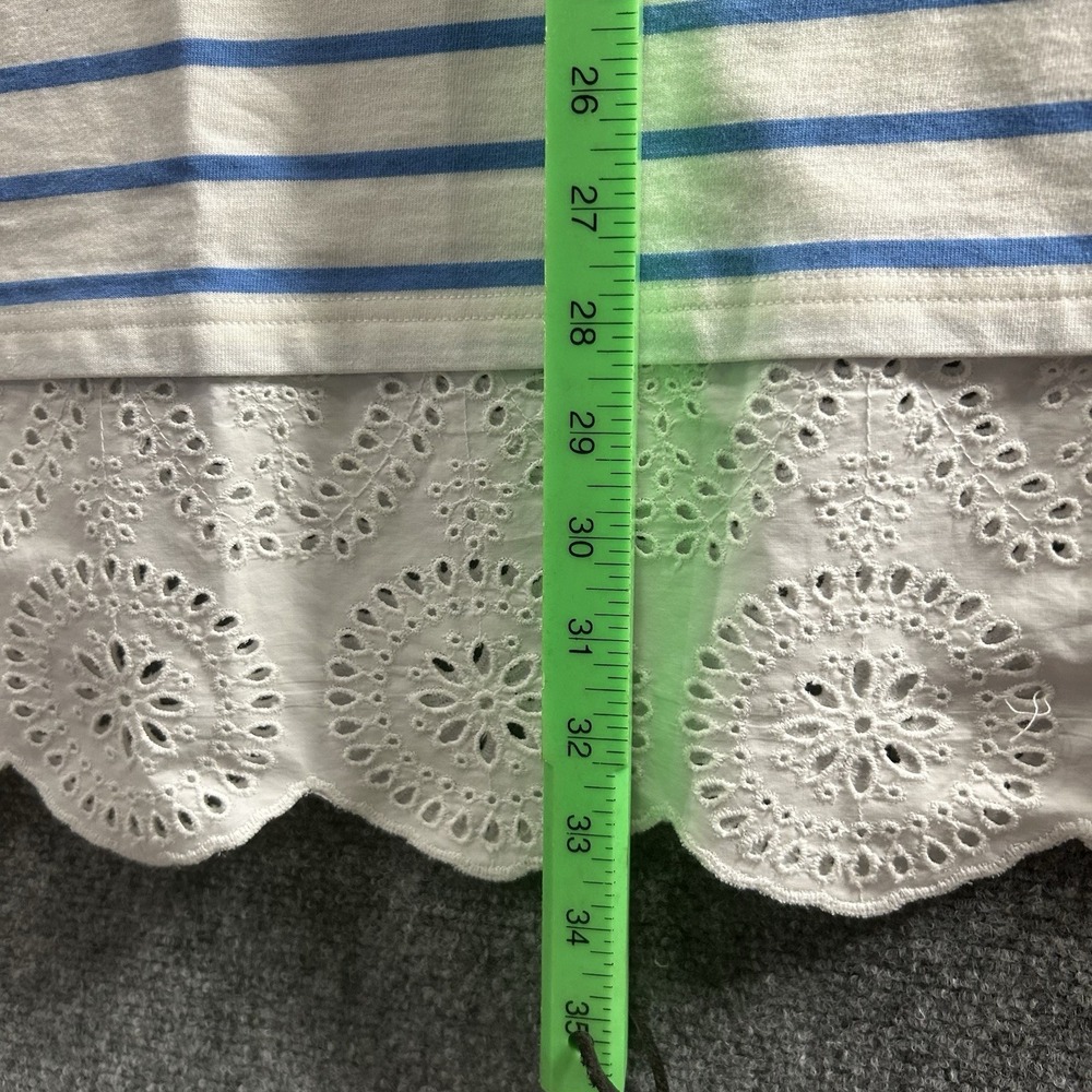 Vineyard Vines Lace Hem Mini Shift Dress 3/4 Sleeve White Blue Striped XXS - Picture 10 of 16